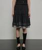 Peulleeoeob Layered Crinkle Check Skirt (Fl-269_Black)