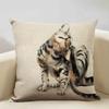 Watercolor Animal Horse Chicken Lizard Cow Antelope Decorative Pillow Case 45x45cm Cushion Cover for Sofa Home Decor