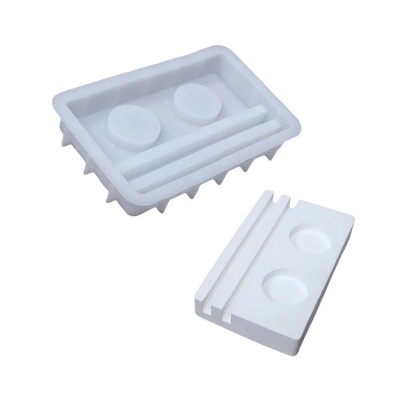 Candle Holder Mold English Letter Candlestick Silicone Mold with 2/3 Holes Base for Making Tealight Candle Holder DIYs