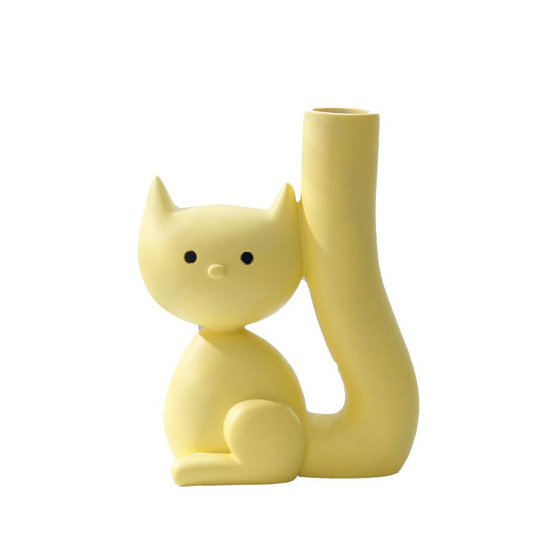 Cat Vase Abstract Art Vases Ceramic Kitten For Grass Dried Flower Nordic Living New Room Home Indoor Decoration Accessories