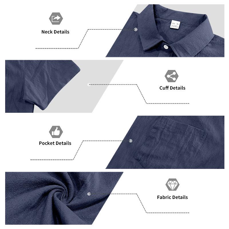 Men's European & American Linen Short Sleeve Shirt and Long Pants Set for Summer