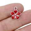 10Pcs Silver Plated Red Enamel Sakura Flower Charm Pendant For Jewelry Making Bracelet Earrings Necklace Diy Accessories Craft