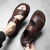 Sandalias de Hombre Hechas de Cuero Genuino, Cuero Vacuno de Verano y Zapatos de Playa. Nuevo Estilo para Conducir y Usar Fuera, Sandalias de Papá Antideslizantes de Doble Uso