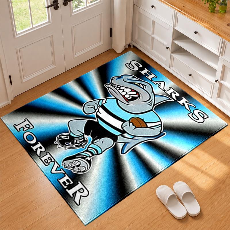 Cronulla Sharks Carpet Door Mat for Living Room or Bedroom Protective Mat Under Chair Office Decoration Christmas Gift Birthday Present