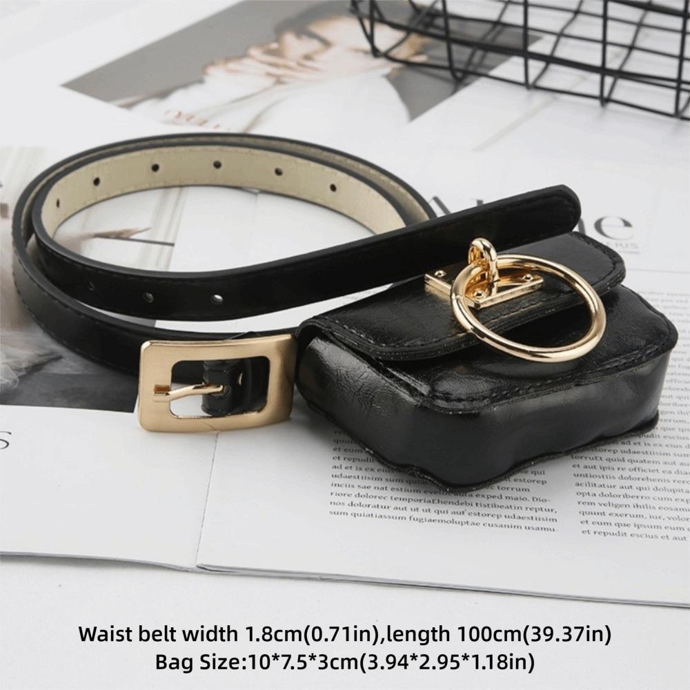 Fashion Square Women Vintage Belt Bag PU Leather Dual-purpose Gothic Fanny Packs Travel Waist Purse Y2K Style Metal Buckle Belts