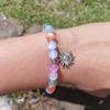 Gold Plated Beaded Bracelet Set UV Reactive Cat Eye Choker Sun Pendant Necklace  Women Gift