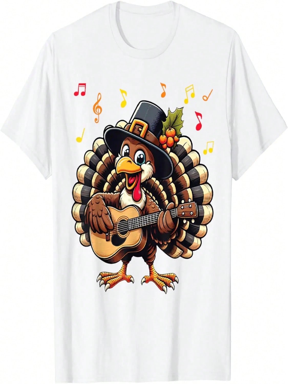 Funny Thanksgiving Turkey Playing Ukulele Ukulelist T-Shirt S разноцветный