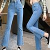 MODIQUE Autumn Plus Size New Women Basics Elastic Bell-Bottoms Full Length Flare Pants Lady High Waisted Casual Long Denim Jeans
