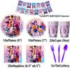 Demon Hunter K-POP Birthday Party Set: Paper Plates, Cups, Tableware, Banner, Flags