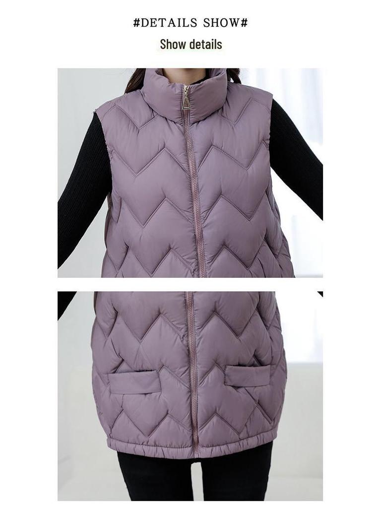 Damen Leichte Herbst/Winter Daunen Baumwolle Weste - Modische, Warme und Locker sitzende Weste für Mütter
