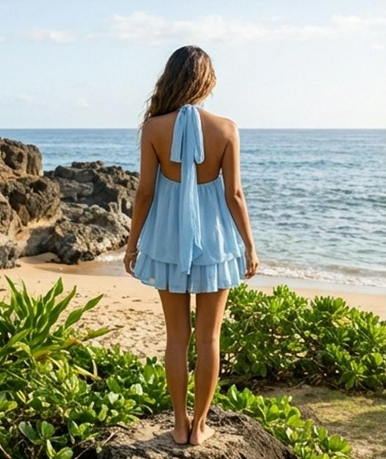 Chiffon Halter Autumn 2025 Sexy Beach Dress for Women