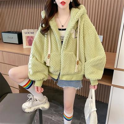 Double-sided Sherpa Jacket for Women In Autumn and Winter Plus Velvet New Style Warm and Stylish Loose Cardigan Versatile Top