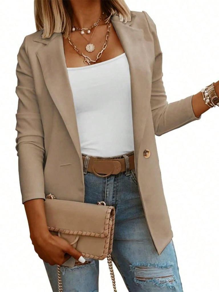Women's Solid Knit Blazer Long Sleeve Open Front Casual Office Work Jacket