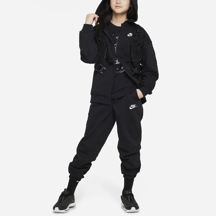 Nike Kids Sportswear Club Fleece Logo Embroidered Hoodie Kids Hoodies Black FD2931-010