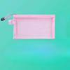 Nylon Transparent Zipper Pencil Case Solid Color Zipper Clear Stationery Bag Makeup Pouch Travel Case Mesh Cosmetic Storage Bag
