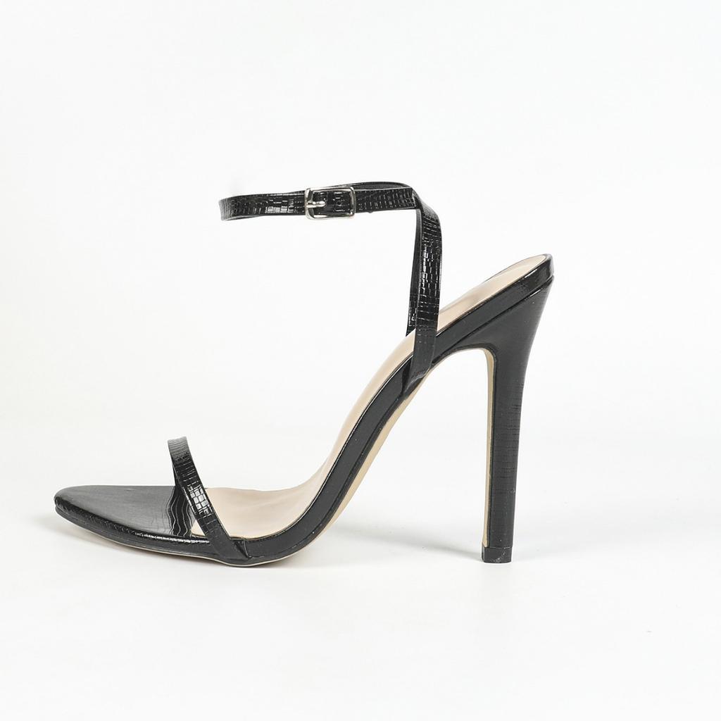 Dámské módní párty podpatky Jednoslovný pásek Křížený zadní pásek na kotníku Kulatá špička Stiletto sandály