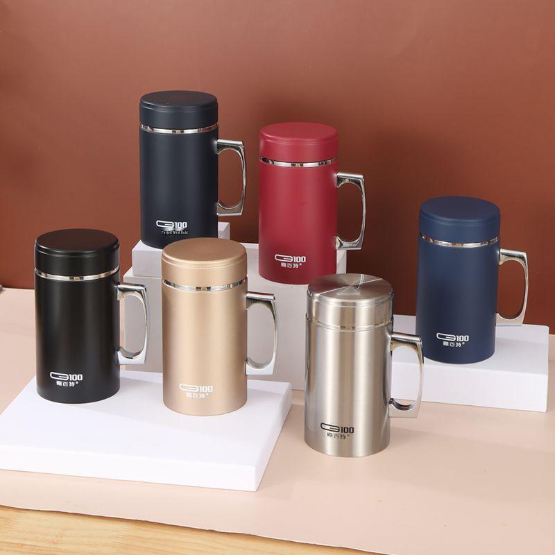Stainless Steel Thermos Mug with Handle - Custom Logo for Office, Business Events, Parties, and Anniversaries