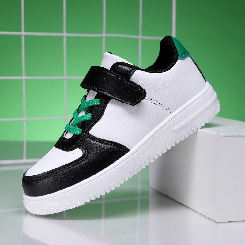 

Sneakers for children, middle-aged and young students, breathable white shoes, new Spring and Autumn leather sports shoes for boys 28
