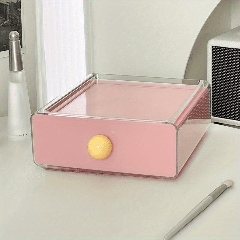 

Acrylic Storage Box Stackable Acrylic Desktop Storage Box Drawer Organizer for Home Office Student Dormitory Stationery Cosmetics розовый