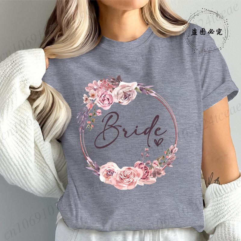Bridal Graphic T Shirt for Women T Shirt Bride Team Tshirt Bride To Be Fashion T Shirt Women Bachelorette Party TShirt Tops T01