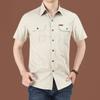 Men's Summer Military-Style Cotton Short-Sleeve Shirt - Casual, Lightweight, Multi-Pocket, Plus Size Workwear