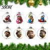 Kreative Winterferien-Geschenke Leuchtendes Weihnachtsgeschichten-Ornament, Licht?Up Mini Tiere Hängende Kugel Dekoration mit Warmem Licht Saisonale Dekorationen