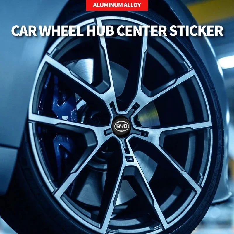4Pcs 56mm Car Wheel Hub Caps Cover Rim Sticker Reflective Badge For BYD Tang F3 E6 Atto 3 Yuan Plus Song Max F0 G3 I3 Ea1 Dmi G6