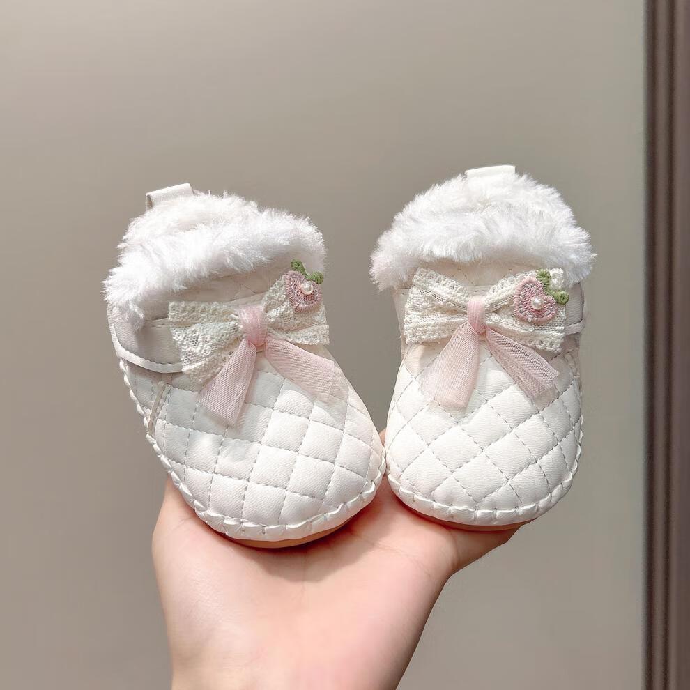 Weiche Gummisohle Winter Babyschuhe für 0-12 Monate - Warme, Dicke Samt Baumwollstiefel für Mädchen
