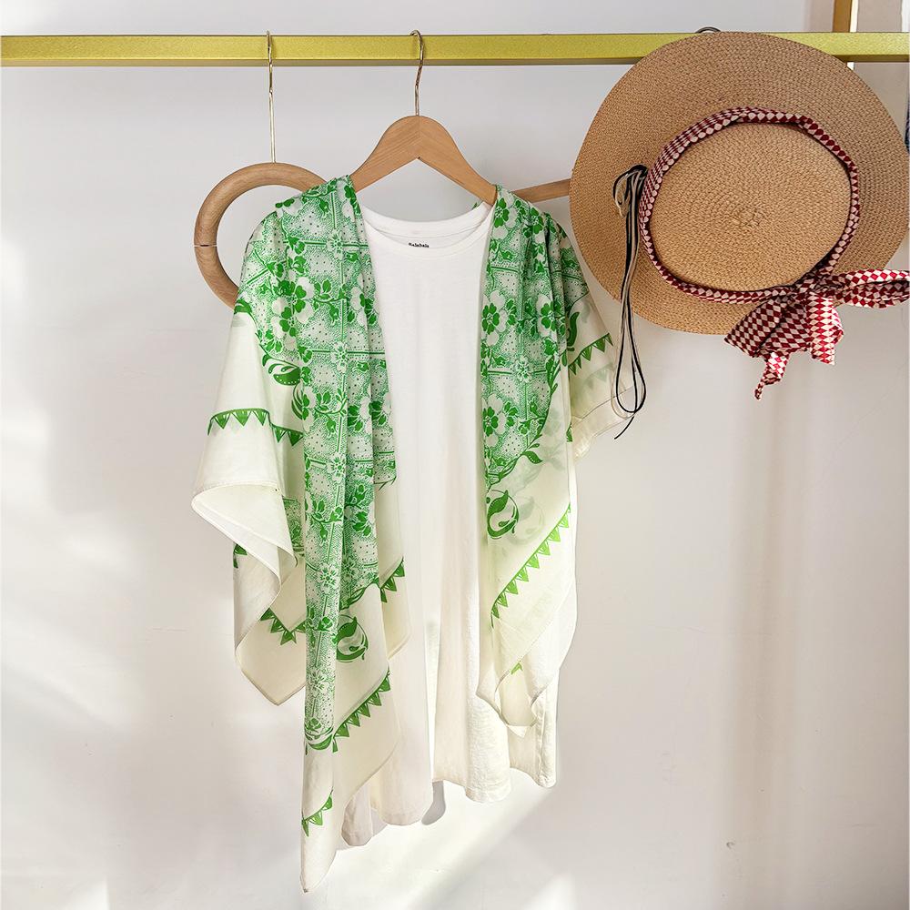 Silk Cotton Silk Scarf Shawl With Sunscreen 105Cm Scarf With Air-Conditioned Room Large Square Scarf Office