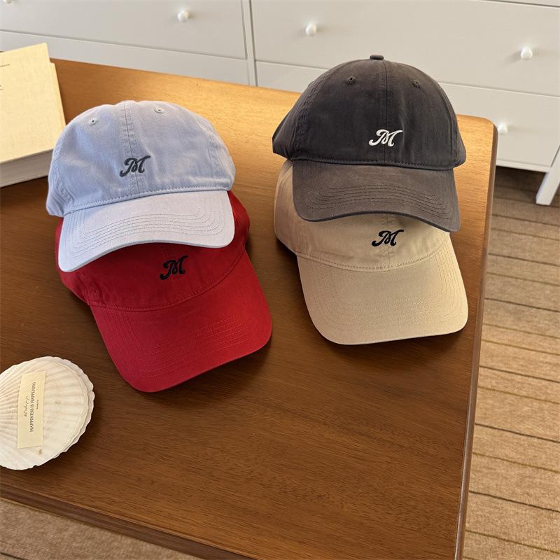 American embroidered letter baseball cap female simple casual versatile face small sun hat big head circumference peaked cap male