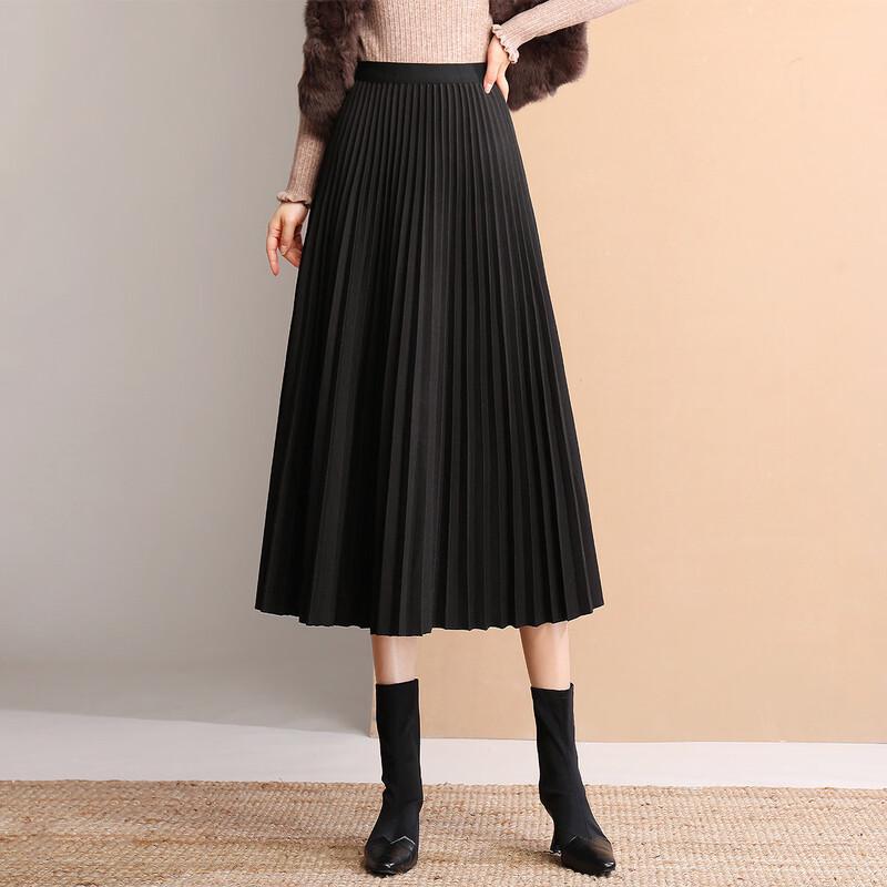 Women's High-Waist A-line Pleated Long Skirt