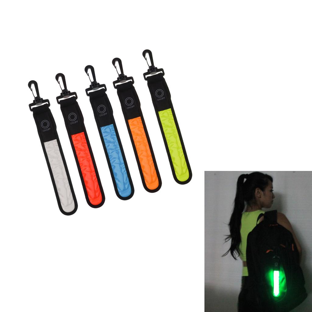 LED Reflective Strip Rechargeable Backpack Tag Safety Light for Night Cycling Hiking Walking School