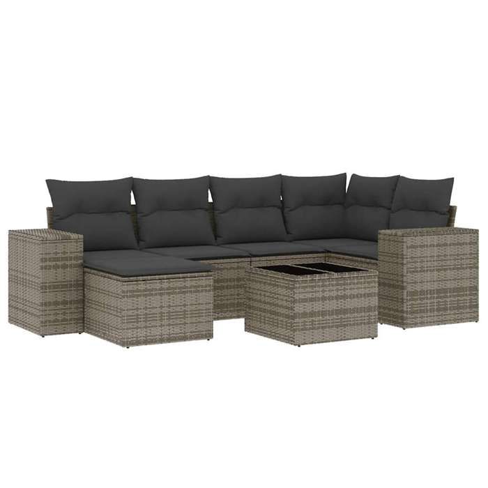 VidaXL Garden Lounge Set with Cushions 7 Pcs, Patio Sofas, Patio Furniture Set, Outdoor Furniture, Grey 3222869