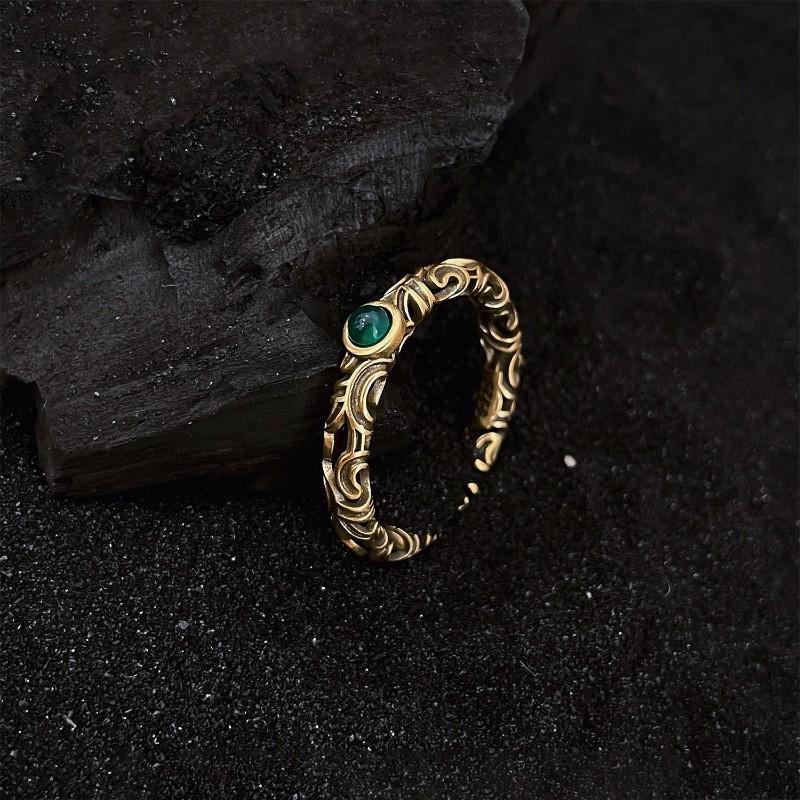 Sophisticated Antique Gold Adjustable Ring For Women With Unique Geometric Zircon Design