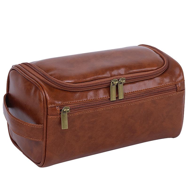Men's Large Waterproof PU Toiletry Bag - Travel Cosmetic Organizer