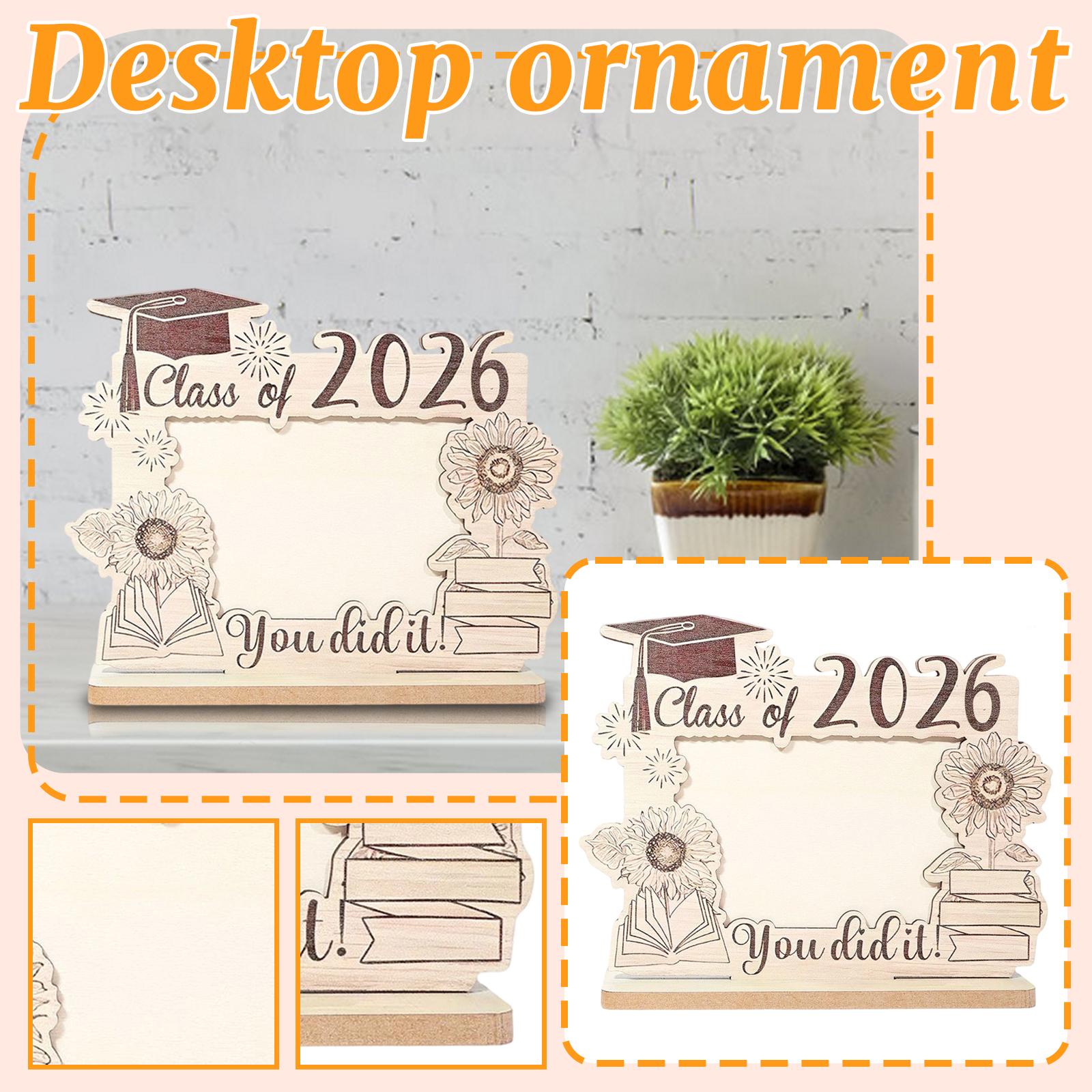 

Деревянная фоторамка на выпускной, Рукописное сообщение, Фотография, Дружба, Памятное украшение на выпускной, Орнамент One Size