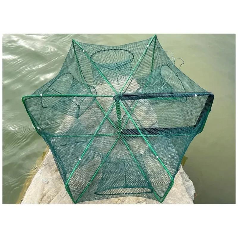 6 Holes Mesh for Fishing Net/Tackle/Cage Folding Crayfish Catcher Casting/Fish Network Crab/Crayfish/Shrimp/Smelt/Eels Traps