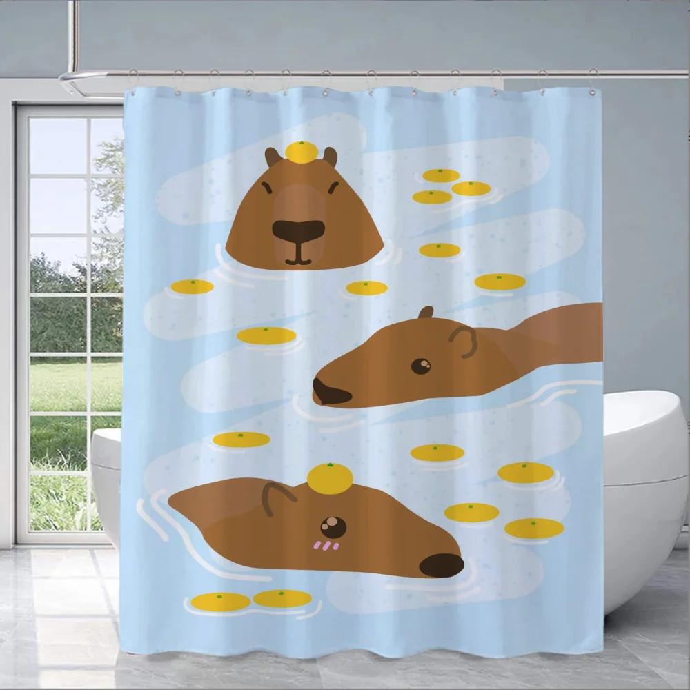 Capybara Bathroom Shower Curtain Cloth Curtains Bath Cover Waterproof Fabric Full 200x180 Curtins Funny Products Household Home
