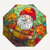 1 Stück Buntglas-Gnom-Design Automatischer Aufklapp-Faltregenschirm mit 8-Speichen-Eisenrahmen - Outdoor für Fans, Reisende, Täglichen Gebrauch, Festliches Geschenk (Ra