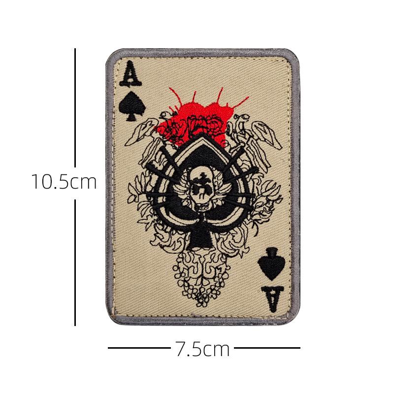 Eso pikové Poker Lebka Vyšívaná nášivka - Morální odznak na suchý zip na batoh