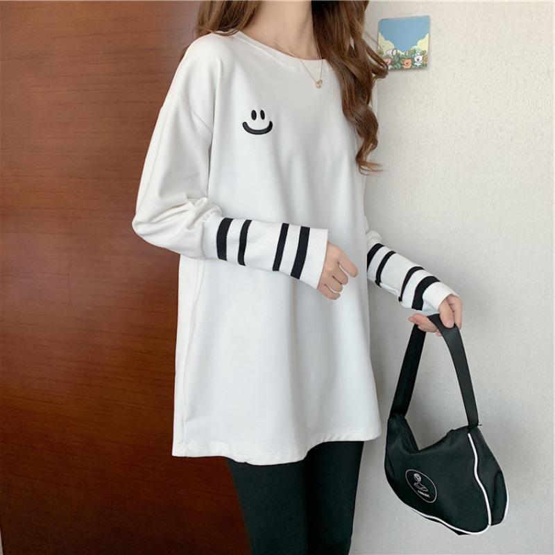 Samt Langarm T-Shirt Damenoberteil