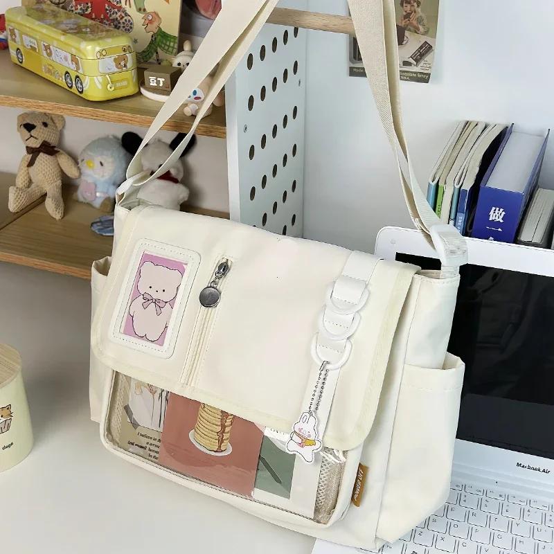 

Y2K Japanese Harajuku School Bags for Teenage Girls Transparent Itabag Crossbody Bag DIY Badges Display Plate Ita Bag Only Bag NO Toys