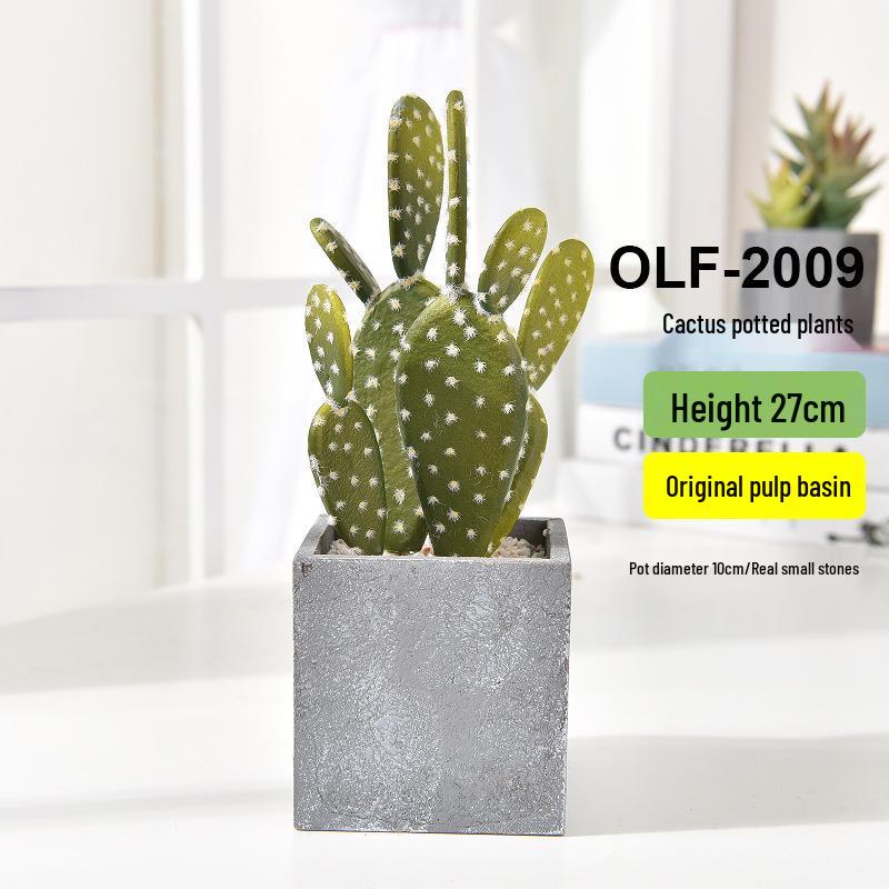Retro Cement Cactus Bonsai - Small Faux Potted Plant for Office Decoration