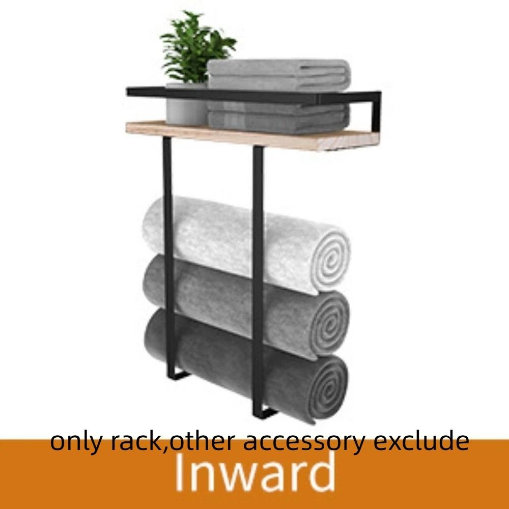 

Wood and Iron Bathroom Shelf Rust Proof Rectangle Shape Shower Shelf Space Saving Large Capacity Storage Rack Toiletries Storage