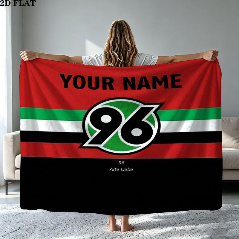 1PC Hannover 96 Custom Name Patterned Flannel Blanket Suitable For All Seasons for Home Decor Warmth and Comfort Gifts Holiday Present