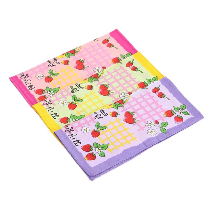 3Pcs 28x28cm Small 100% Cotton Cartoon Children Hand Towel Handkerchiefs Kindergarten Square Scarves