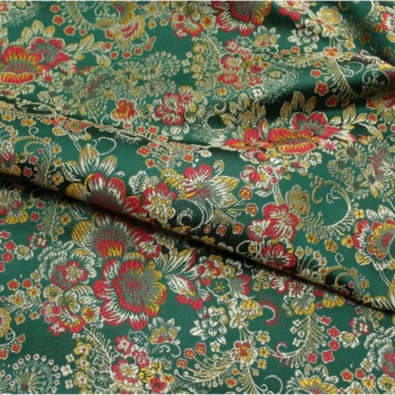 Wide 75cm Chinese Style Jacquard Brocade Spun Fabric Decorative Handcrafted Silk Antique Fabric DIY Cheongsam and Mongolian Robe