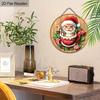 Christmas decoration sign,hanging decorations,2D flat Wooden products with The pattern is Santa Claus in the cup,Christmas gift for friends and family