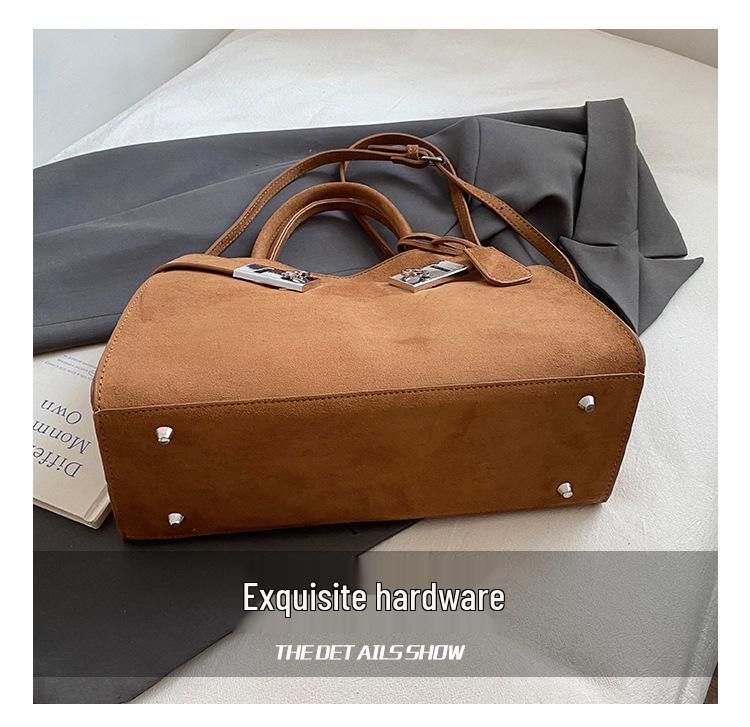 Women's Large Capacity Suede Crossbody Bag - 2025 New Autumn/Winter High-End Commuter Platinum Tote