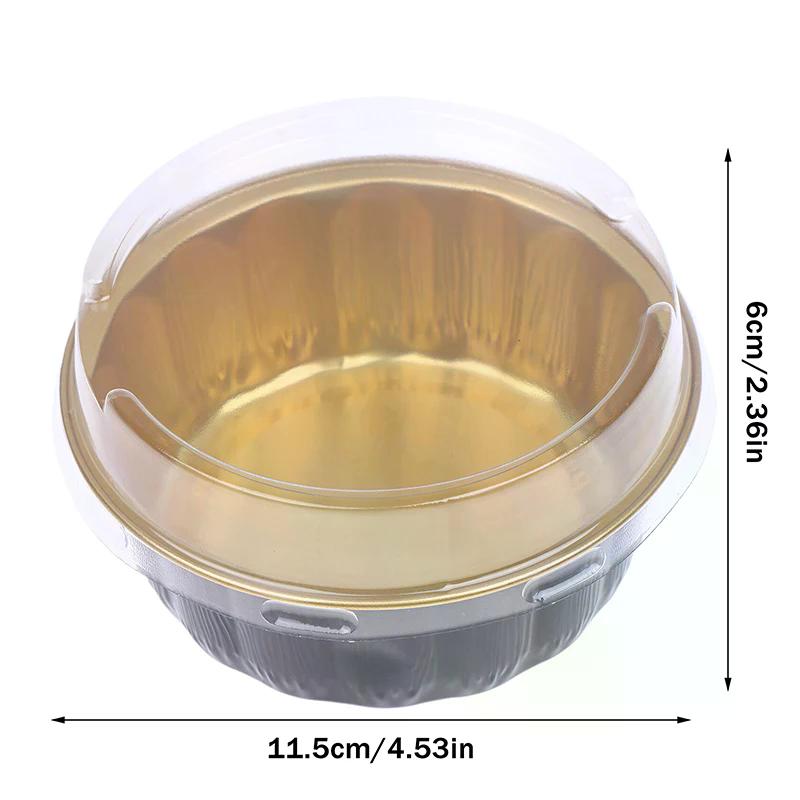 10Set Aluminum Foil Cake Container 250ml Cake Pans Liners With Lids Heat-Resistant Foil Baking Cups Cake Pan Kitchen Tool